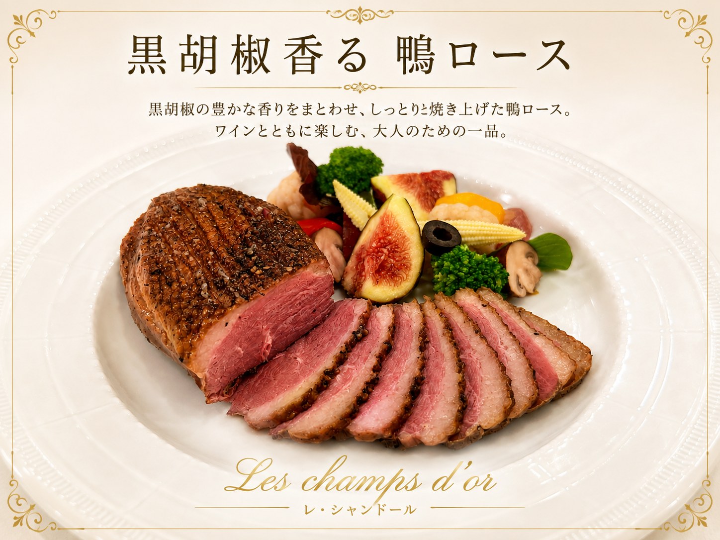 鴨胸肉の黒胡椒風味